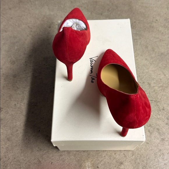 Brand new Anthropologie - Vanessa Tao - Red Suede Women's Heels - Picture 4 of 11